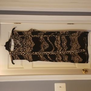 Sleeveless animal print shift dress